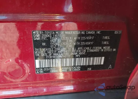 2021 Toyota Rav4 Le from USA, damaged, VIN 2T3H1RFV1MW140132